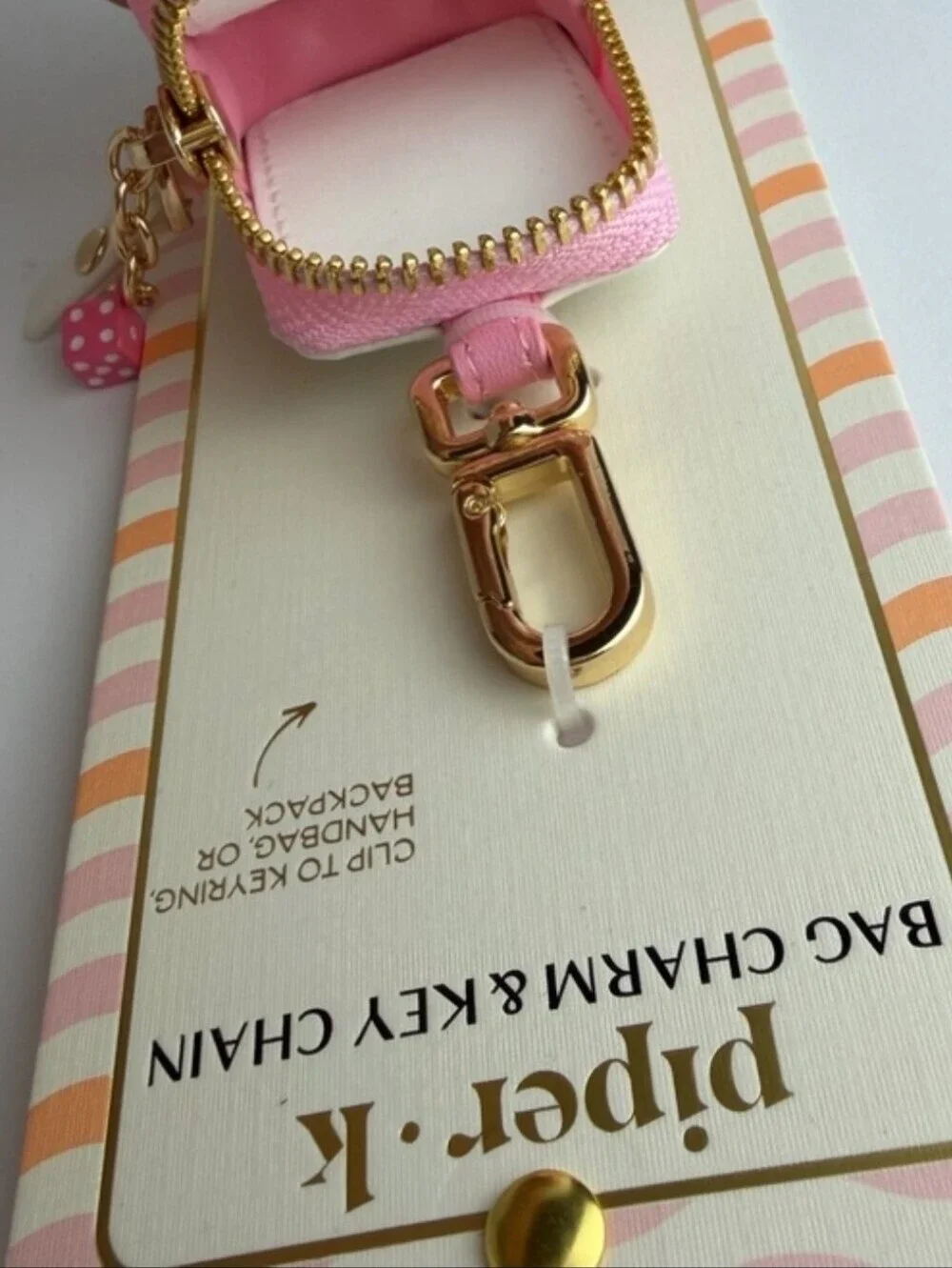 🦚▪️Piper K ▪️Pink Peacock Bag Charm & Key Chain